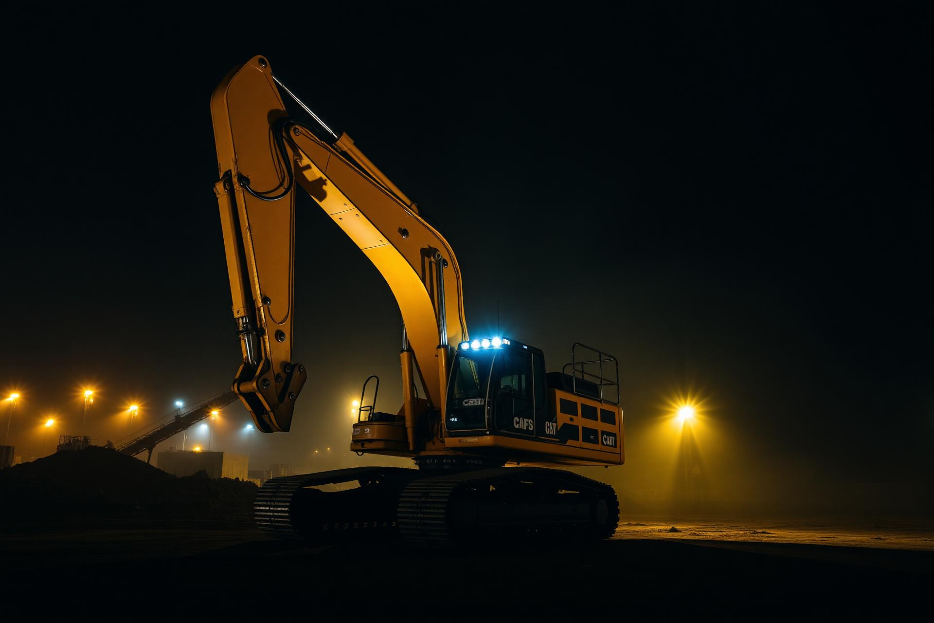 Heavy construction excavator at an industrial site